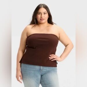 Wild Fable Brown Slit Hem‎ Tube Top XL NWT